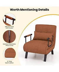 Sugift Folding 6 Position Convertible Sleeper Bed Armchair Lounge Couch with Pillow