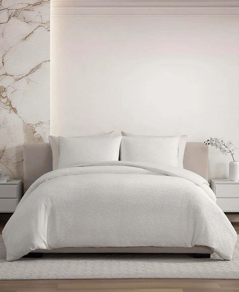 Vera Wang Crinkle Seersucker Solid 3-Pc. Duvet Cover Set