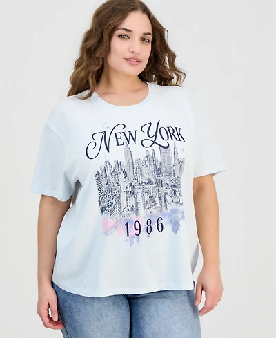 Rebellious One Trendy Plus New York Skyline Short-Sleeve Tee