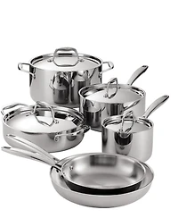 Tramontina Signature Tri-Ply Clad Stainless Steel 10-Piece Cookware Set with Lids