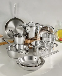 Tramontina Tempo Tri-Ply Base Stainless Steel 14-Pc. Cookware Set with Glass Lids