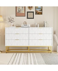 gaomon 6 Drawer Dresser for Bedroom with Metal Legs, Storage Chest Cabinet Organizer for Living Room, Hallway, Entryway