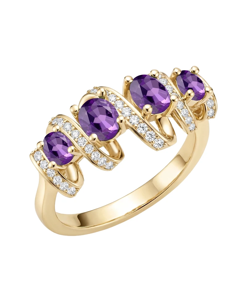 Macy's Amethyst (7/8 ct. t.w.) & Lab Grown White Sapphire (1/4 Ring 14k Gold Over Sterling Silver (Also Available Multi-Stones)
