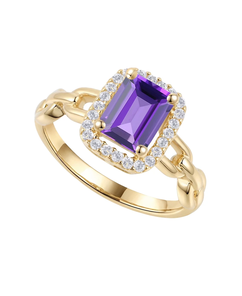 Macy's Amethyst (1-1/2 ct. t.w.) & Lab Grown White Sapphire (1/4 Ring 14k Gold Over Sterling Silver (Also Available Multi-Stones)