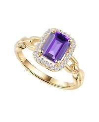 Macy's Amethyst (1-1/2 ct. t.w.) & Lab Grown White Sapphire (1/4 Ring 14k Gold Over Sterling Silver (Also Available Multi-Stones)