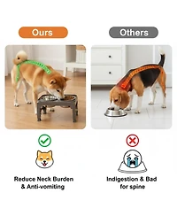 Aronkl Adjustable Elevated Dog Bowl Stand with 2 Stainless Steel Bowls & Pet Scoop