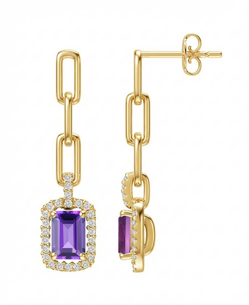 Macy's Lab Grown Ruby (1-1/3 ct. t.w.) & White Sapphire (1/4 Drop Earrings 14k Gold Over Sterling Silver (Also Available Mul