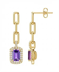 Macy's Lab Grown Ruby (1-1/3 ct. t.w.) & White Sapphire (1/4 Drop Earrings 14k Gold Over Sterling Silver (Also Available Mul