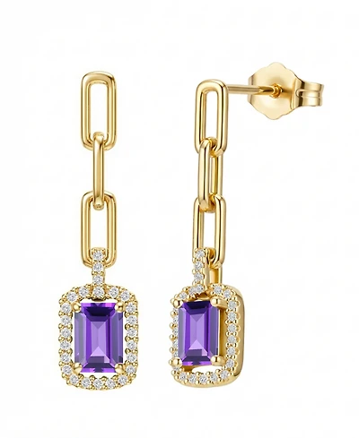 Macy's Lab Grown Ruby (1-1/3 ct. t.w.) & White Sapphire (1/4 Drop Earrings 14k Gold Over Sterling Silver (Also Available Mul