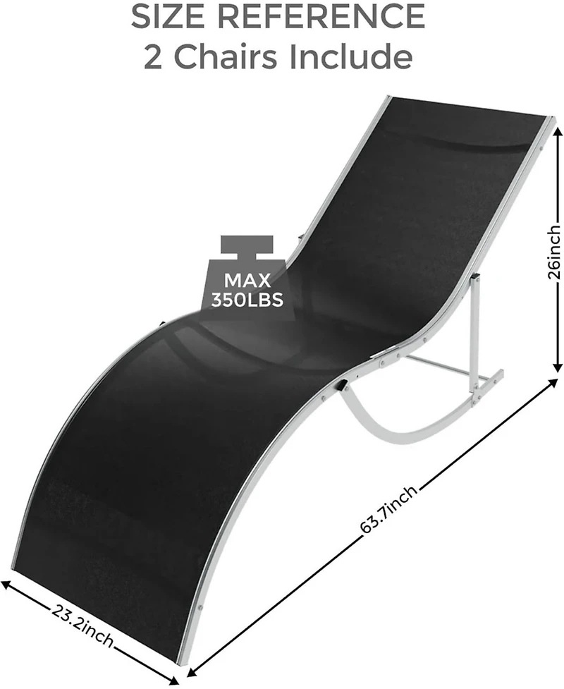 gaomon Outdoor Chaise Lounge Chairs Set of 2, Patio Pool Chair Backrest Tanning Chairs, Waterproof Recliner for Outside Beach Yard