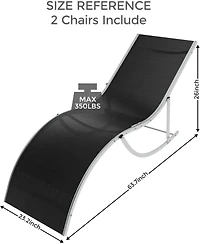 gaomon Outdoor Chaise Lounge Chairs Set of 2, Patio Pool Chair Backrest Tanning Chairs, Waterproof Recliner for Outside Beach Yard