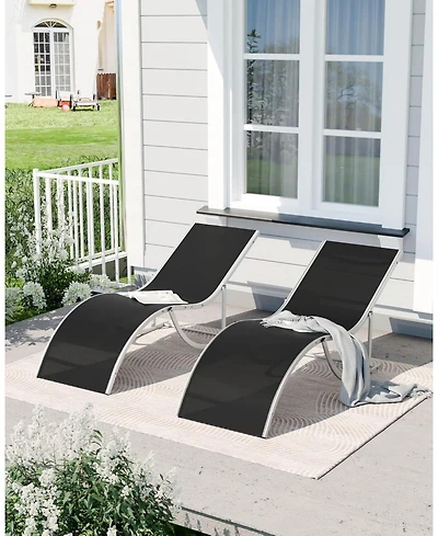 gaomon Outdoor Chaise Lounge Chairs Set of 2, Patio Pool Chair Backrest Tanning Chairs, Waterproof Recliner for Outside Beach Yard