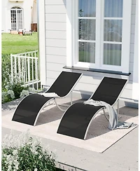 gaomon Outdoor Chaise Lounge Chairs Set of 2, Patio Pool Chair Backrest Tanning Chairs, Waterproof Recliner for Outside Beach Yard