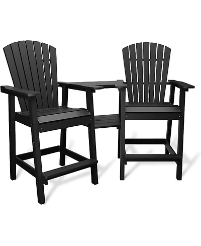 gaomon Outdoor Bar Height Adirondack Chairs with Connecting Tray, Balcony Chairs, Tall