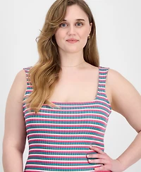 Full Circle Trends Trendy Plus Printed Ribbed Knit Sleeveless Maxi Dress