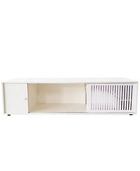 Aostirmotor Modern Cream White Tv Stand & Cat Litter Box Enclosure with Sliding Door