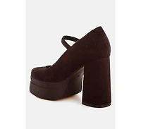 London Rag Women's Kenny Chunky Dual Buckle Strap Heels