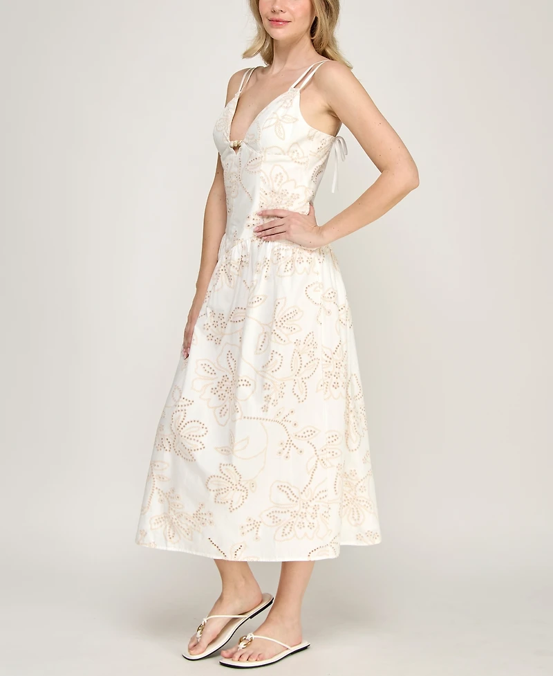 Invitee Women's Strappy Sweetheart Neck Midi Dress