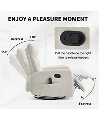 sumyeg Chenille Recliner Chair with Heat, Massage, Rocker & Swivel Features