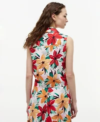 Tommy Hilfiger Women's Printed Front-Tie Sleeveless Shirt