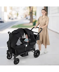 Gymax Wagon Stroller for 2 Kids Push Pull Double w/ Adjustable Handle