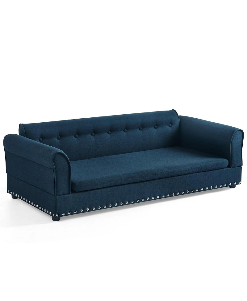 6thdruple Modern Linen Dog Sofa Bed, Oversized Pet Furniture with Backrest