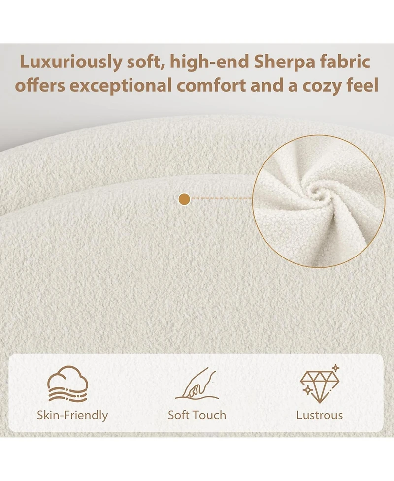 gaomon Full Boucle Bed Frame with 2 Drawers Upholstered Platform Round Headboard Wood Slats No Box Spring