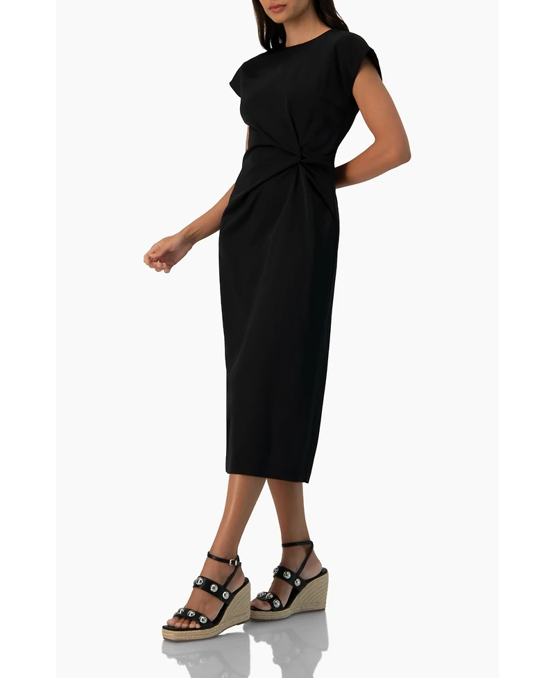 Ivonne Women's Off-Shoulder Straight Satin Dress with Side Knot