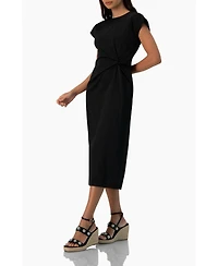 Ivonne Women's Off-Shoulder Straight Satin Dress with Side Knot