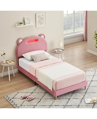 gaomon Bed Frame with Velvet Led Headboard, Platform Base, Wooden Slats, Noise-Free, No Box Spring Needed