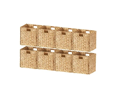 Ornavo Home Set of 8 Water Hyacinth Storage Cube Bin Basket