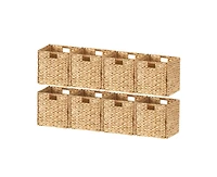 Ornavo Home Set of 8 Water Hyacinth Storage Cube Bin Basket