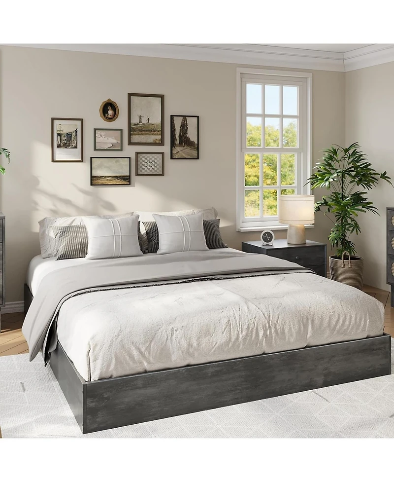 gaomon California Platform Bed Frame Wood Slat Support No Box Spring Needed Easy Assembly