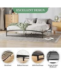 gaomon Queen 6in Metal Platform Bed Frame Steel Slat Support No Box Spring