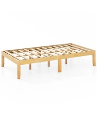 Sugift 14 in Twin Wood Platform Bed Frame with Wooden Slats