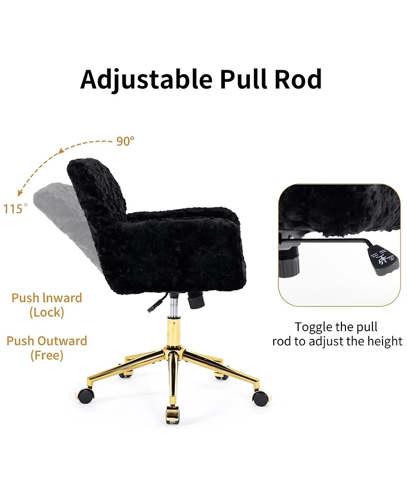 Rainsken Faux Fur Home Office Chair, Adjustable Swivel Desk Chair