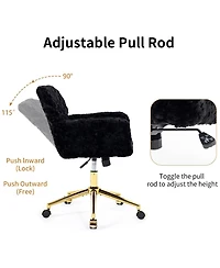 Rainsken Faux Fur Home Office Chair, Adjustable Swivel Desk Chair