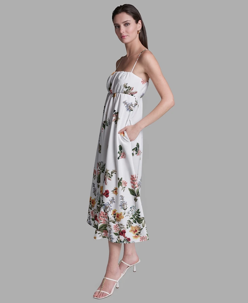 Bcbg Women's Floral Print Square Neck Midi Dress
