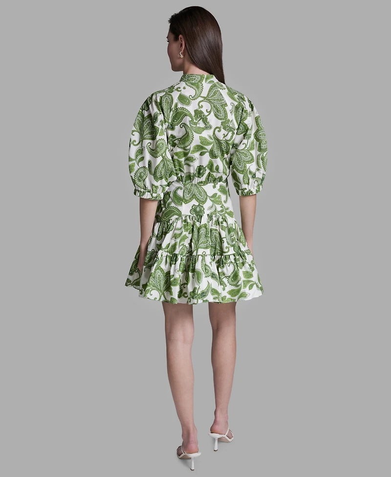 Bcbg Women's Paisley Print Puff-Sleeve Dress