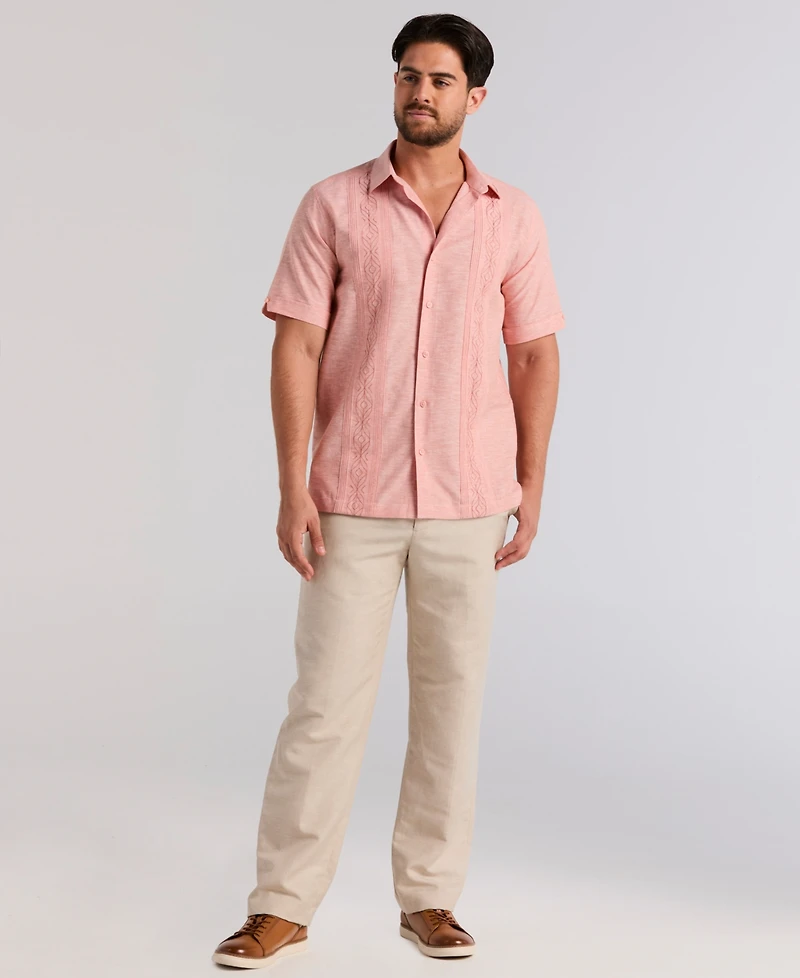 Cubavera Men's Embroidered Linen Blend Shirt