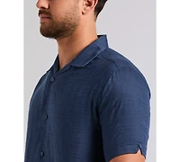 Cubavera Men's Solid Textured Camp Collar Shirt