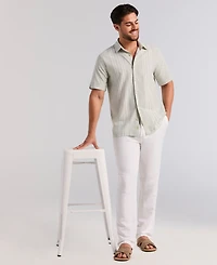Cubavera Men's Linen Blend Dobby Panel Shirt