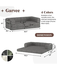 gaomon Convertible Corduroy Sleeper Sofa Bed,Folding Mattress Couch with Fixed-Shape Frame, 3 Seater Fold Out King Size Futon,No Assembly Floor Couch