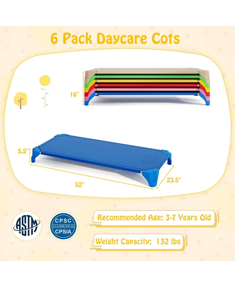 Sugift Portable Stackable Daycare Cots Sleeping Beds Set for Kids