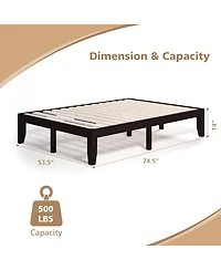 Sugift 14 in Wood Platform Bed Frame with Slat Support