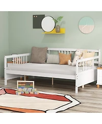 Sugift Wooden Daybed Frame with Guardrails