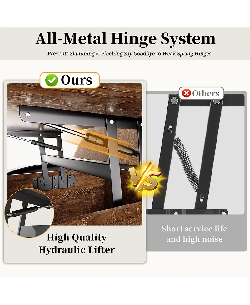 Rainsken 31.5" Farmhouse Lift Top Coffee Table