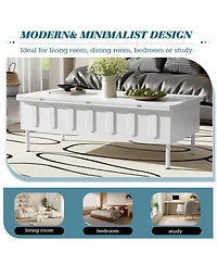 Rainsken Lift-Top Coffee Table, Multi-Functional Center Table with 2 Drawers, Foldable Top and Hidden Storage Compartment for Living Room