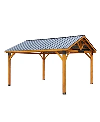 Aecojoy 14' x 12' Hard-Top Gazebo, Wooden Gazebo on Clearance, Outdoor Pergola