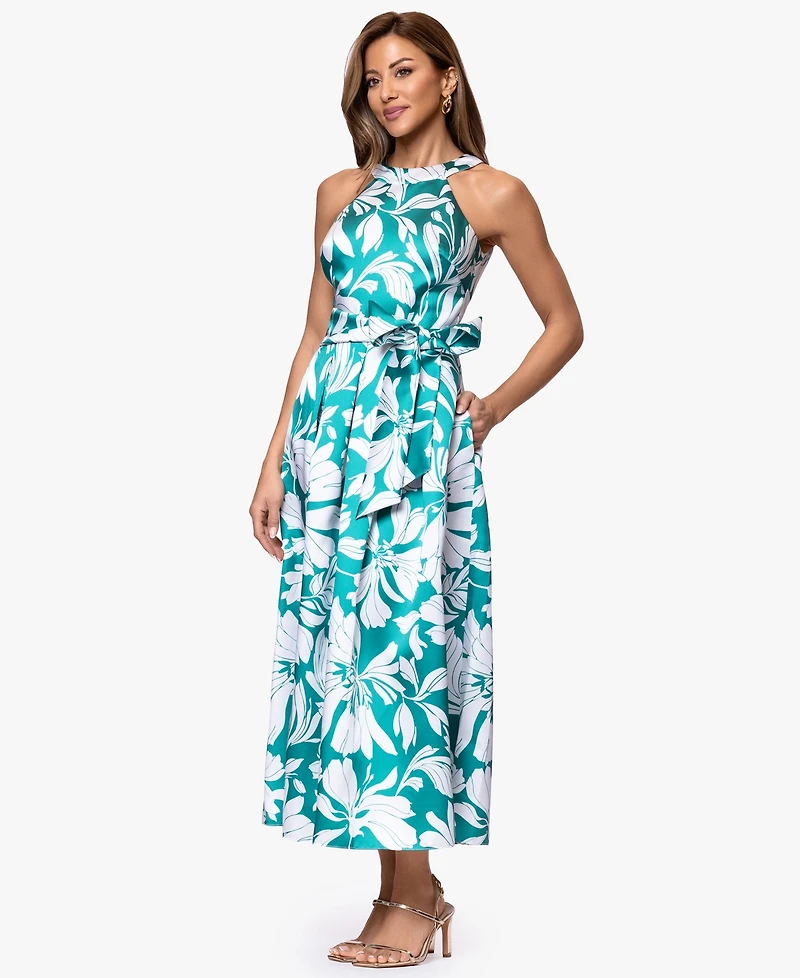 Betsy & Adam Women's Printed Halter Neck Dress
